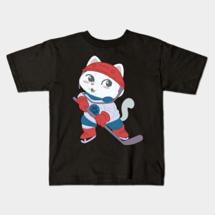 Hokey Cute Cat Player - Kids gift print Kids T-Shirt